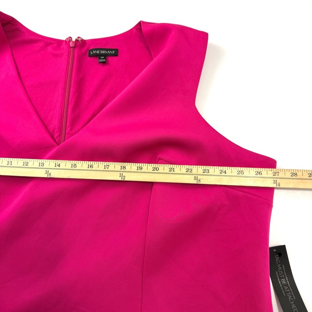 Lane Bryant Sz 26p Pink Sleeveless Ruffled Hem Sheath Dress V-Neck Romantic Sexy - Picture 10 of 13